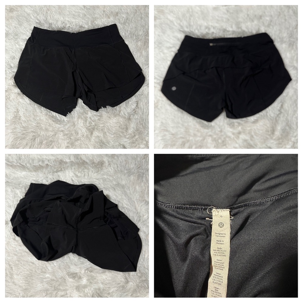 Lululemon Speed Up Shorts Mid-Rise 4” Size 6 Black EUC
